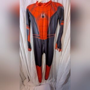 Red and Black Spider-Inspired Kids Costume Bodysuit